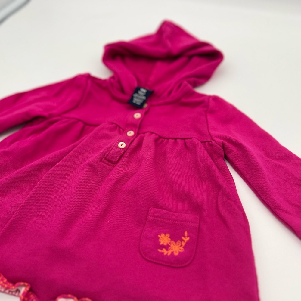 Baby Girls Pink Ralph Lauren Chaps Hoodie Sweatshirt Blouse 18 Months Ruffle Hem - Picture 2 of 3